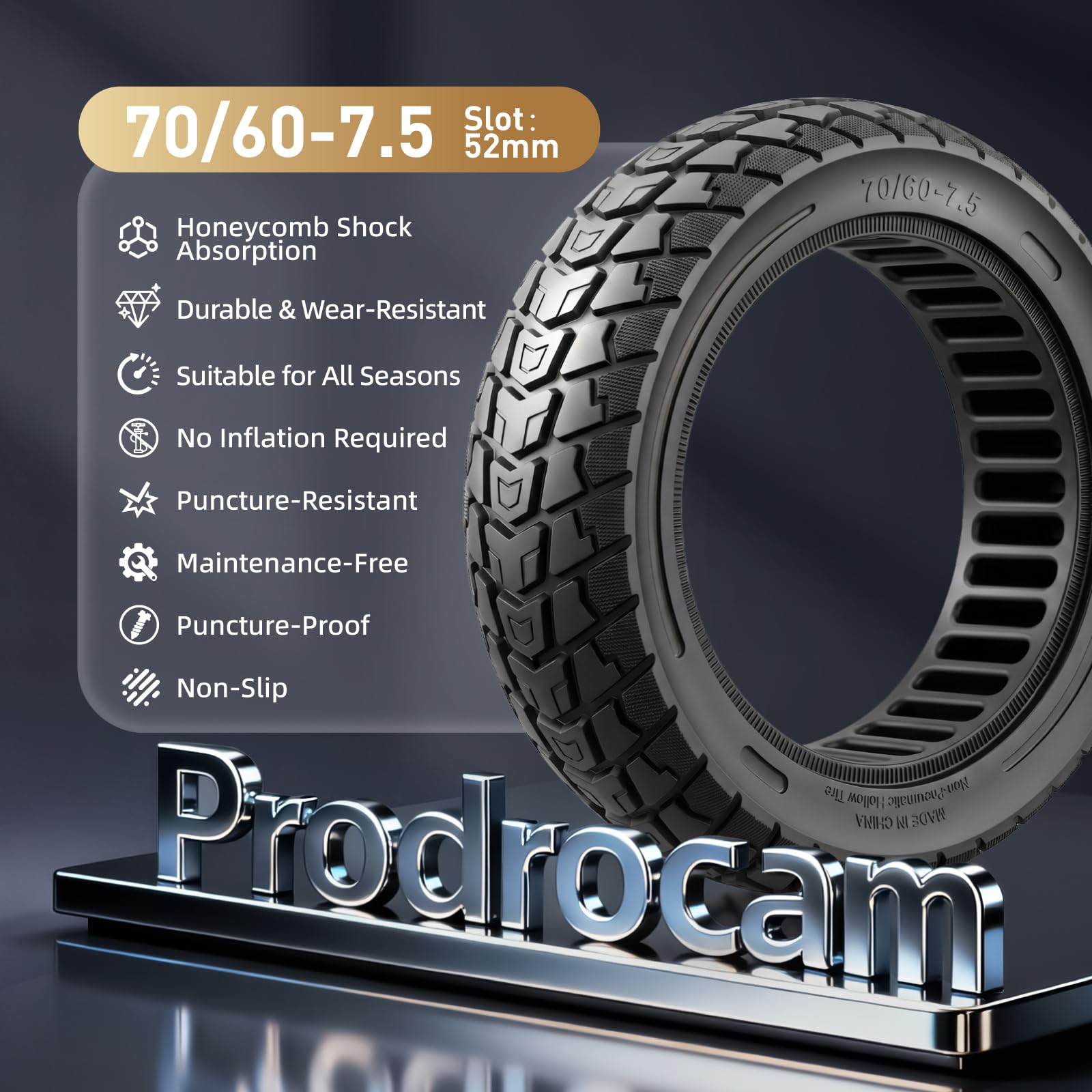 Pneumatici in gomma piena, 70/60-7,5, per scooter elettrico Segway Ninebot ZT3 Pro/Max G3, 11 pollici, pneumatici di ricambio per fuoristrada (nero, 2 pezzi)