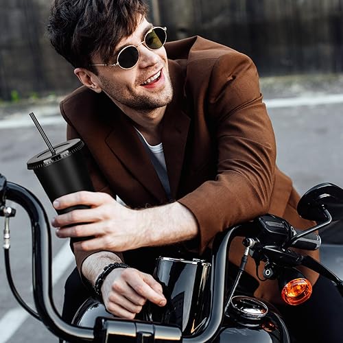 Miniatura 6 de Bokon Vaso con popote y tapa, vasos de plástico reutilizables de 24 oz con tapas y popotes, botella de agua, vasos de viaje, vasos a granel para