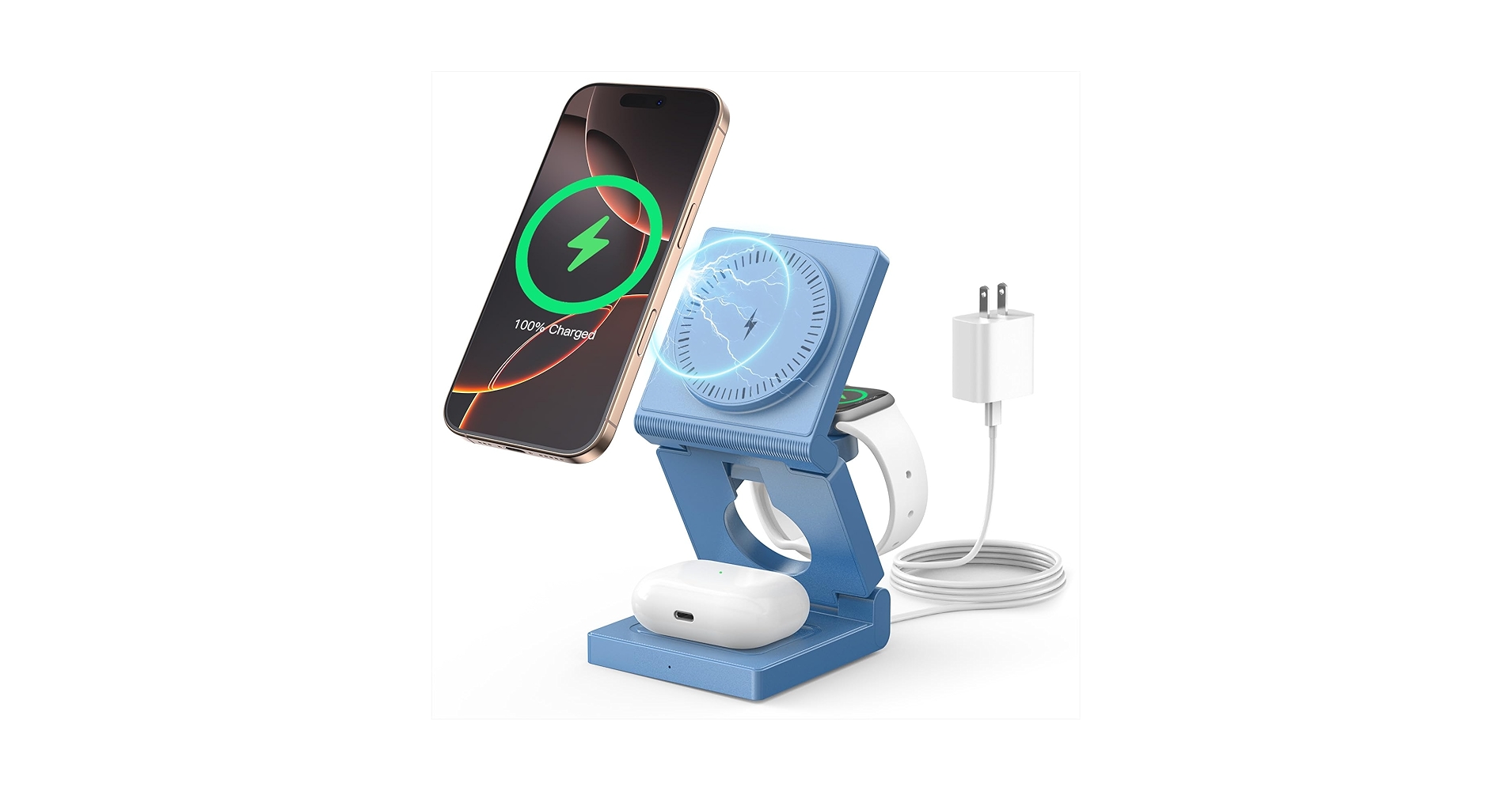 スマホアクセサリー 3in1 Wireless Charging Pad with MagSafe Amazon.com: 3 in 1 Wireless Charging Station for Apple