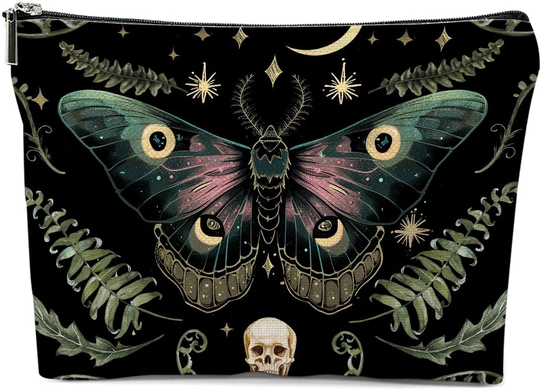 Night Butterfly Moth Makeup Bag, Butterfly Gifts Cosmetic Bag Gothic Travel Pouch, Witchy Gifts for Women Girls Daughter Sisters Coworker Friends Bestie Friendship Graduation Birthday Gifts
