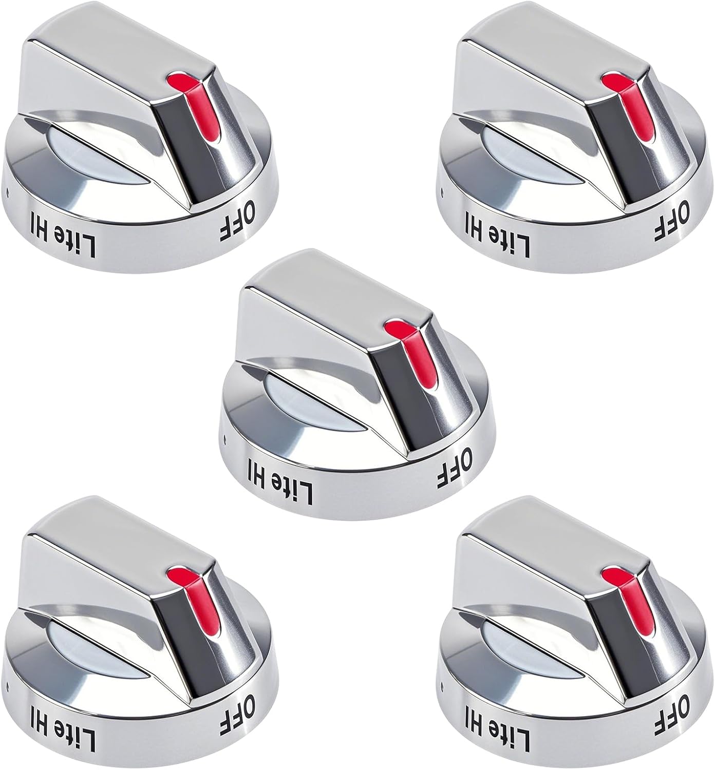 5PCS Range Surface Burner Control Knobs,Top Burner Control Dial Knobs Compatible with Samsung Gas Range Oven Stove NX58H5650WS/AA NX58J7750SS/AA NX58H5600SS/AC Replace#: DG64-00473A