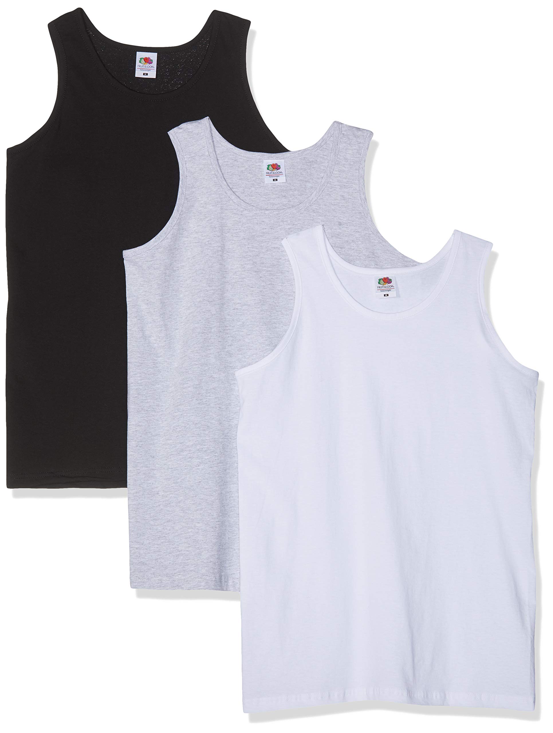 FRUIT OF THE LOOM Men's Athletic Lightweight Vest, Black/White/Heather, 2XL