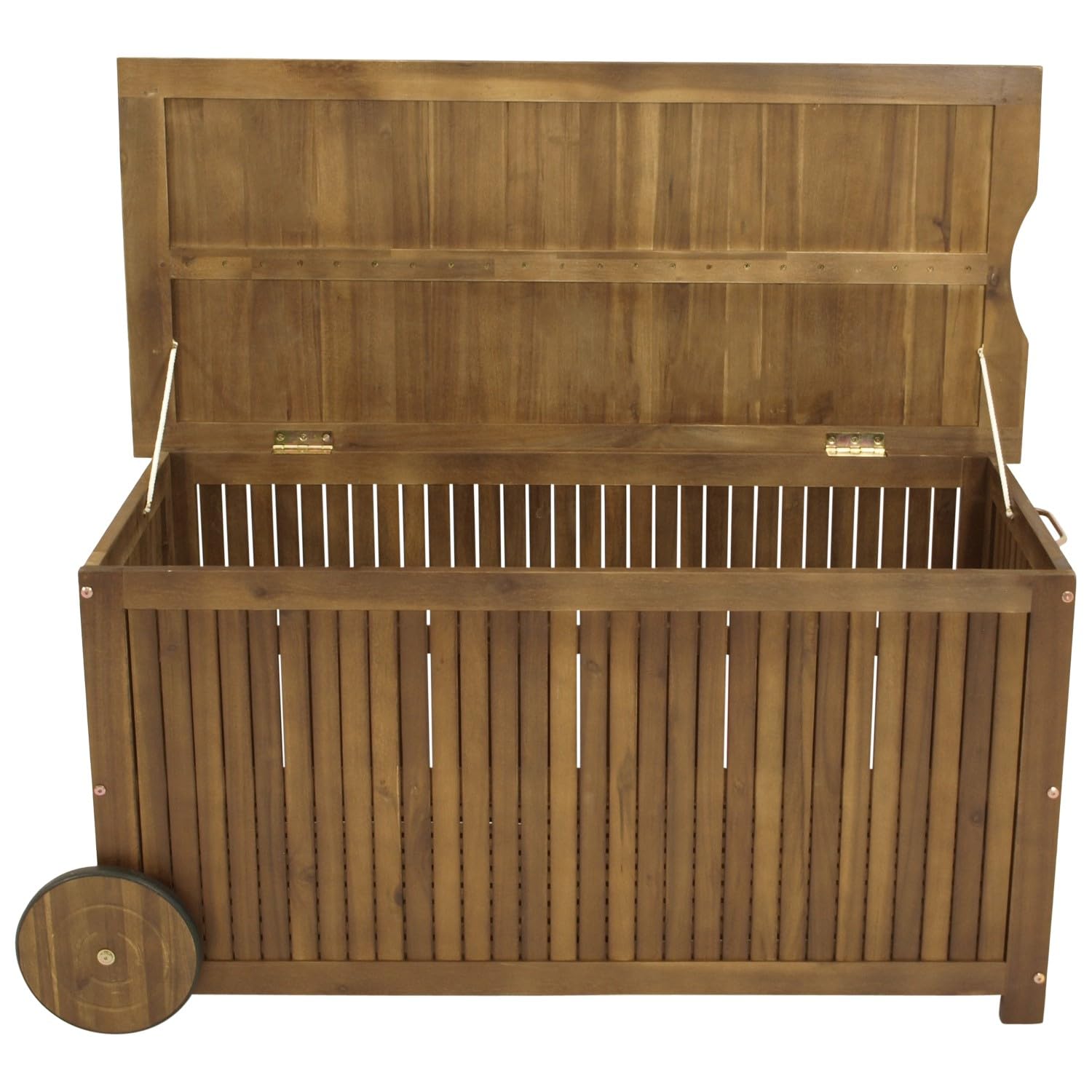 DEGAMO Kissenbox Auflagenbox NAVARRA mit Rollen, Akazienholz braun geölt, Outdoor, FSC®-zertifiziert