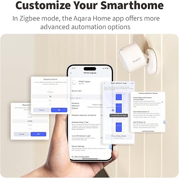 Aqara Presence Sensor FP300 Wireless 5-in-1 Motion Sensor, Thread/Zigbee | 60GHz mmWave, PIR, Light, Temp & Humidity Detection, Supports HomeKit, Home Assistant, Alexa, Google Home...