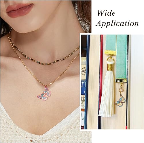 Miniatura 4 de FASHEWELRY 36 dijes de mariposa de acero inoxidable con diseño de mariposa arco iris, dijes de animales de filigrana, adornos de metal para hacer