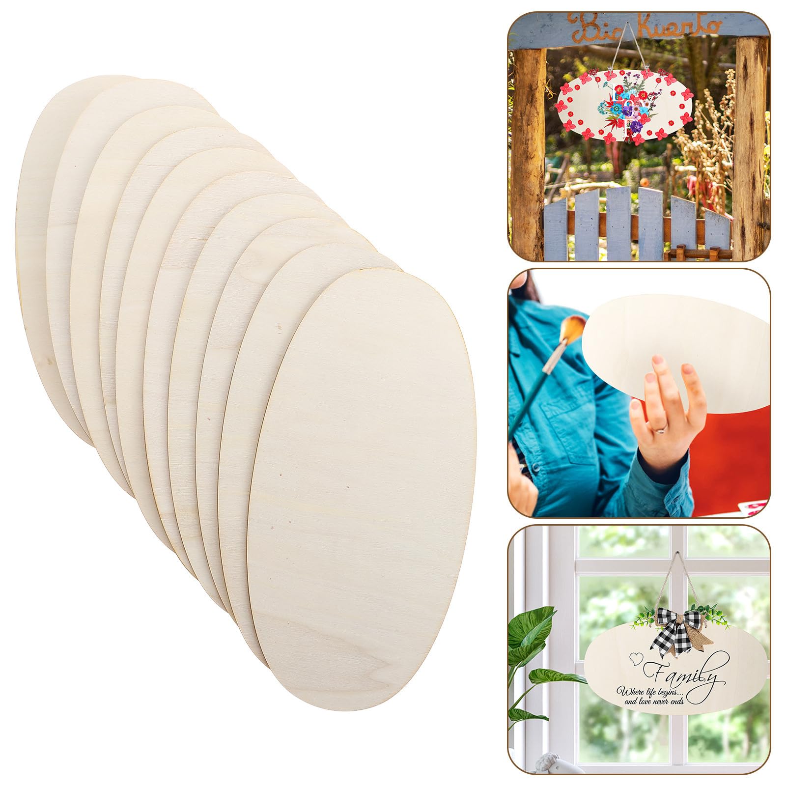 Ovale Holzscheiben Selbstgemacht Materialien 10 Stück 27X14cm Rohholzscheiben für Hochzeit Party und Kreative Projekte