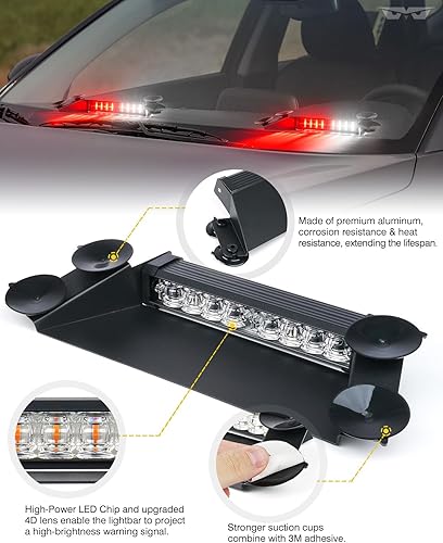 Miniatura 3 de LUMENIX Luces estroboscópicas de emergencia para salpicadero, luces de bombero, parabrisas, tráfico, barra de luz LED, barra de luz intermitente