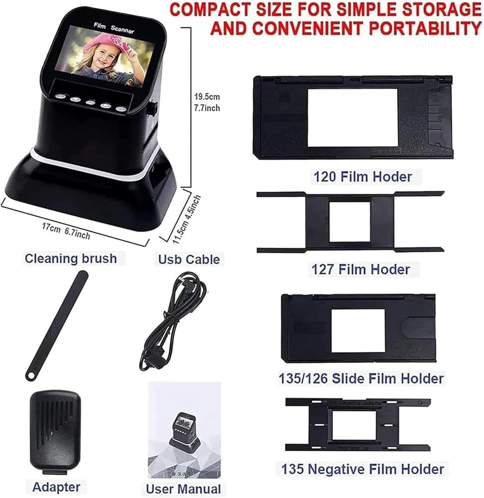 Film Negativo Scanner per 35mm 120 126 127 Diapositive, Alta Risoluzione 22MP Convertitore Digitale con 4.3 "Schermo LCD