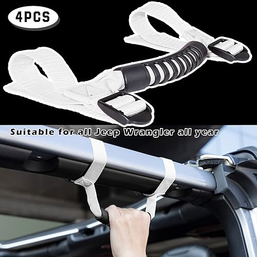 Miniatura 2 de 4 asas de agarre para Jeep Wrangler YJ TJ JK JKU JL JLU Sports Sahara Freedom Rubicon X y Unlimited 1955-2023 (blanco)