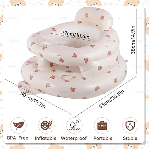 Miniatura 4 de Asiento inflable para bebé con barandillas de 3 a 36 meses, bomba de aire integrada, silla de verano para sentarse, asiento de piso con soporte