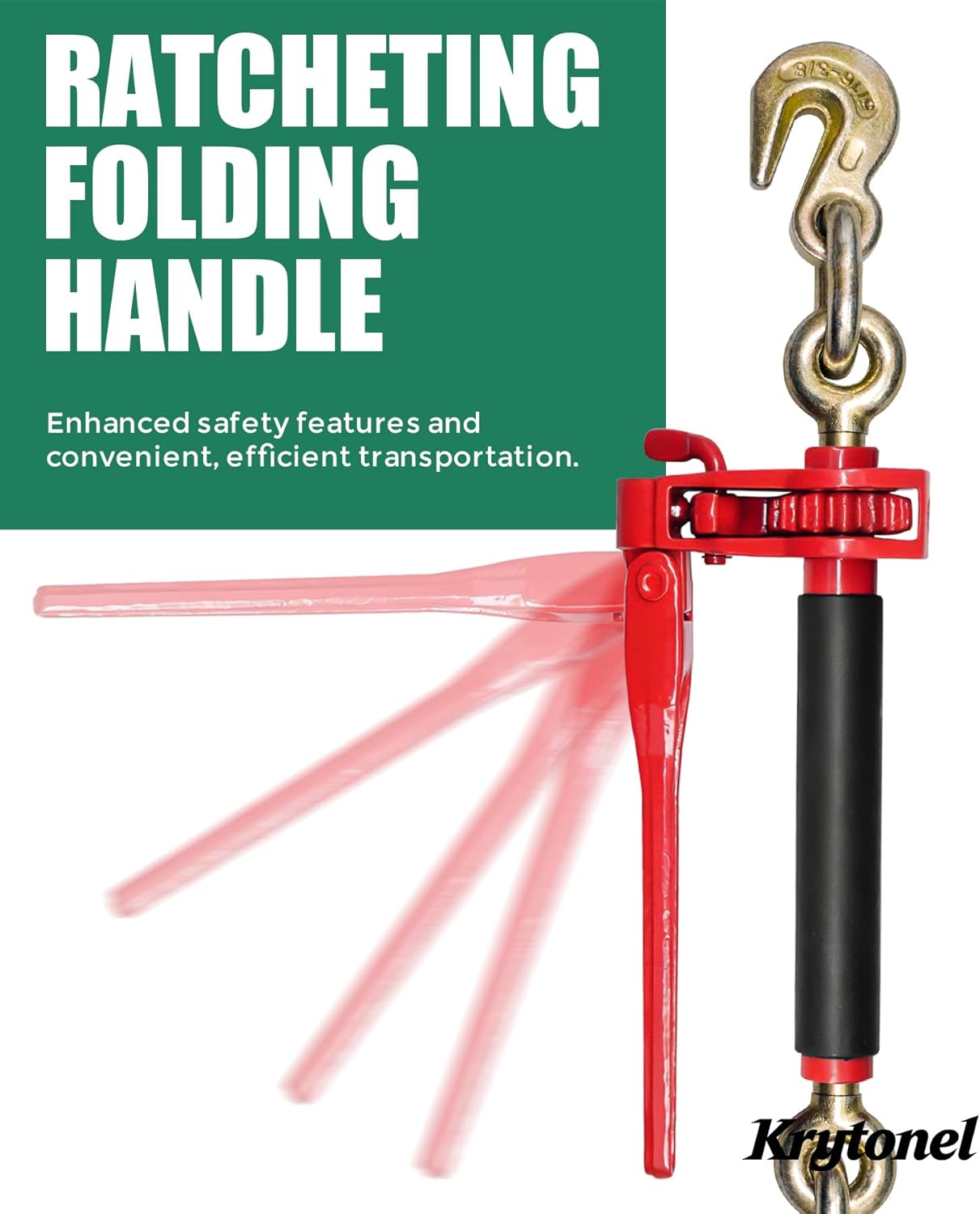 2 Pack 5/16" - 3/8" Heavy Duty Folding Handle Ratchet Chain Binder Load Binder with Grab Hooks 7,100 lbs WLL | Chain Binders for Flatbed Truck Trailer Tie Down