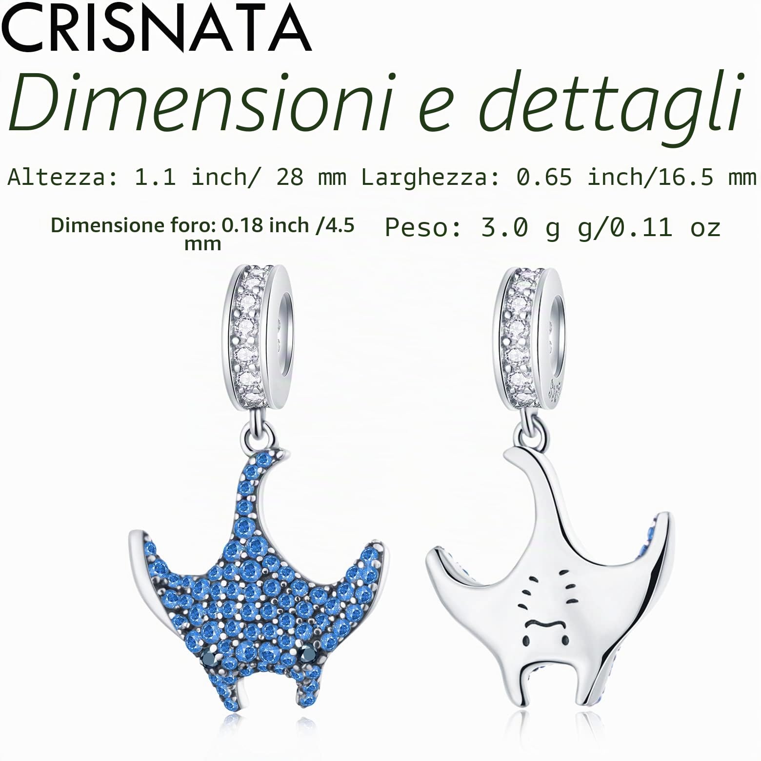 Ocean Life Tema Charm-925 Argento Sterling Murano Tartaruga/Dolphin, Manta Ray, Cavallo marino tropicale Ciondolo, Sirena, conchiglia marina, Oro Placcato Perline, si adatta European Sea Bracciale