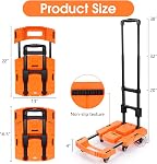Voipvvii Folding Hand Truck 500lbs, Portable Heavy Duty Dolly Cart, 6 Wheels Collapsible Luggage Cart with 2 Elastic Ropes - Compact Trolley Cart Easy Moving - Ideal Hand for Travel and More