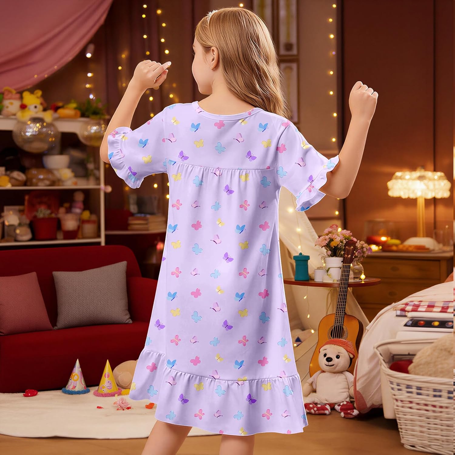 ICOSY Girls Nightgowns Toddler Girls Pajamas Princess Nightgown Clothes for Girl Casual Dress - Image 6