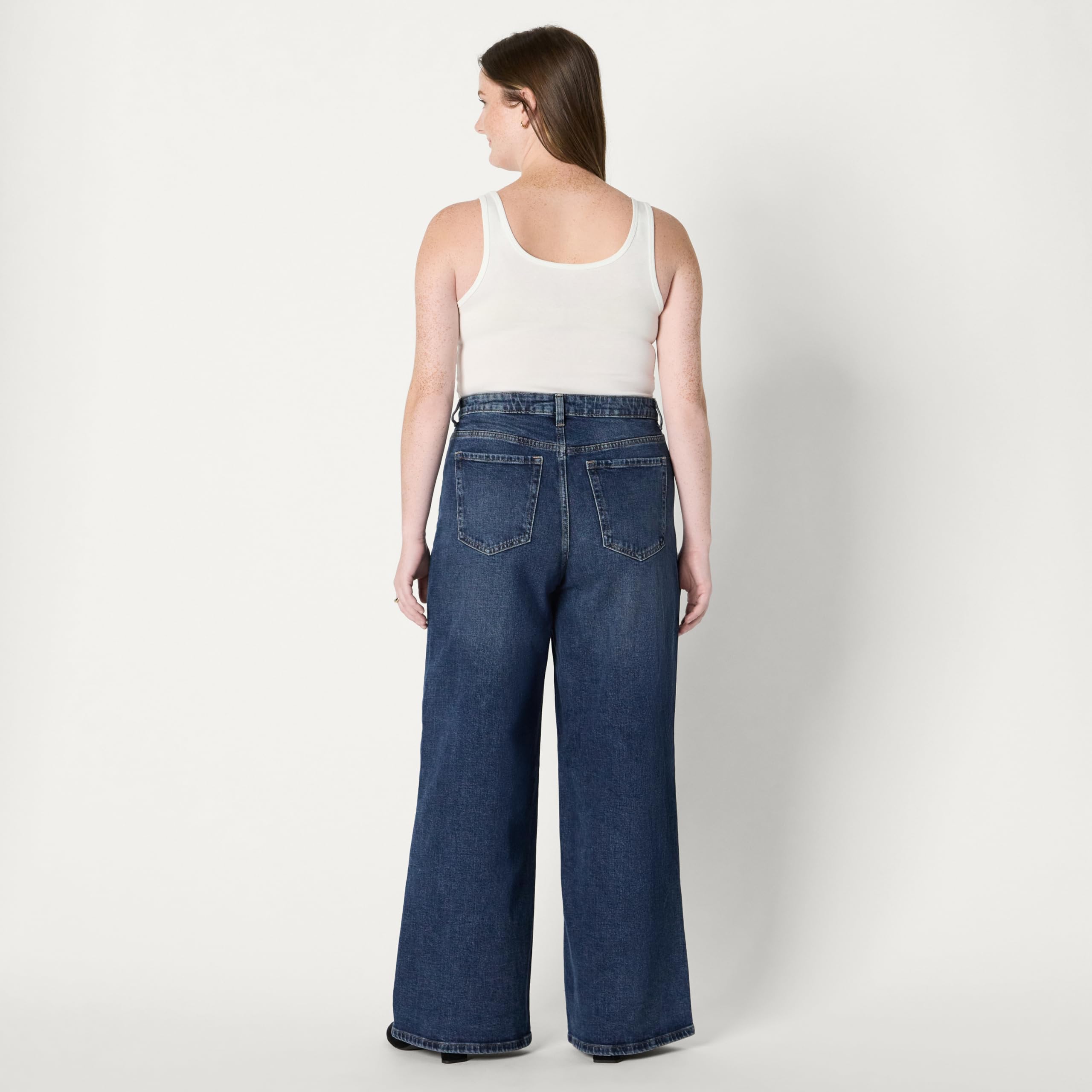 Amazon Essentials Vaqueros Tobilleros de Talle Alto y Pernera Ancha Mujer