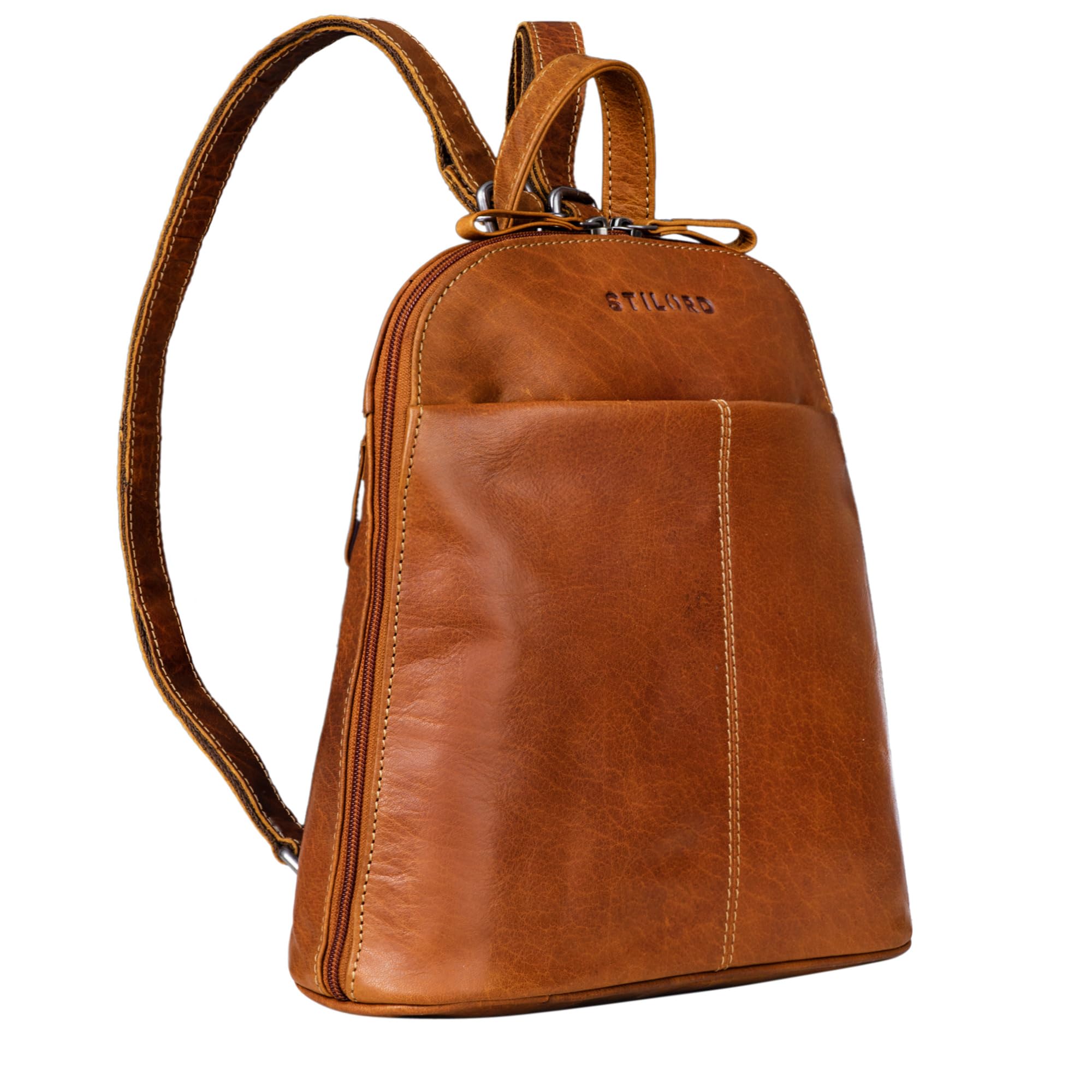STILORD Olivia Mochila Cuero Mujeres - Daypack City-Mocila pequeño Bolsa de Hombro para Diario Salir o Trabajo de Auténtica Piel Color:Cannes - marrón