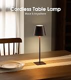 UME 3 Pack Cordless Table Lamp, Battery Operated Lamp - Portable Waterproof Rechargeable Table Lamp w/ 3 Color Temps & Stepless Dimming for Dinner, Desk, Cafe, Outdoor (Woodgrain) - 2