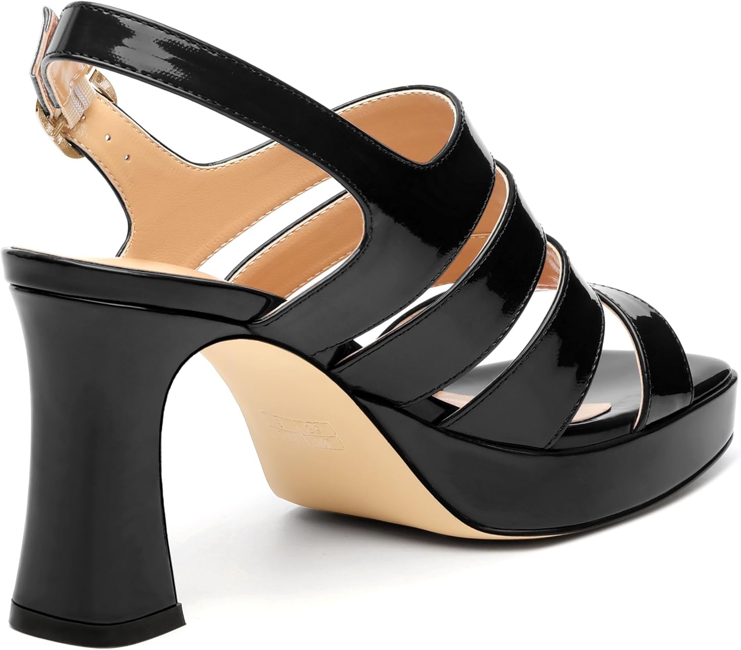 Women's thick soled sandals, square open toe thick heel women's ankle strap sandals, buckle leather insole sandals 3.3 inches, sexy thick heel sandals - Image 7