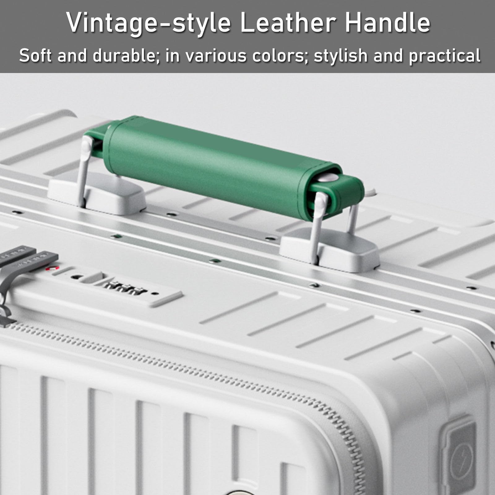 LEOVEN Valigia Trolley Rigido, Caricamento Frontale, LS-2518A, Manico in PU Colorato, Telaio in Lega di Alluminio, Portabicchieri, USB, Ruota Silenziosa con Freno e Ammortizzatore, Serratura TSA