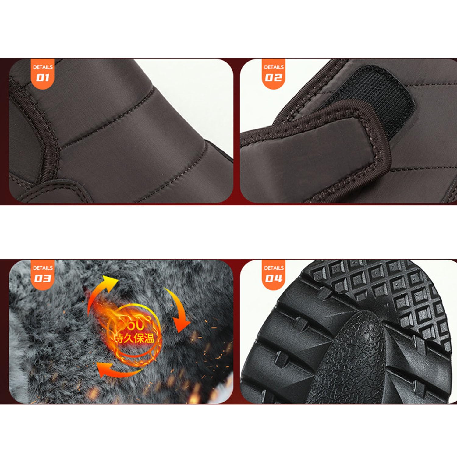 Botas de nieve de invierno para hombre, con forro de piel, botines