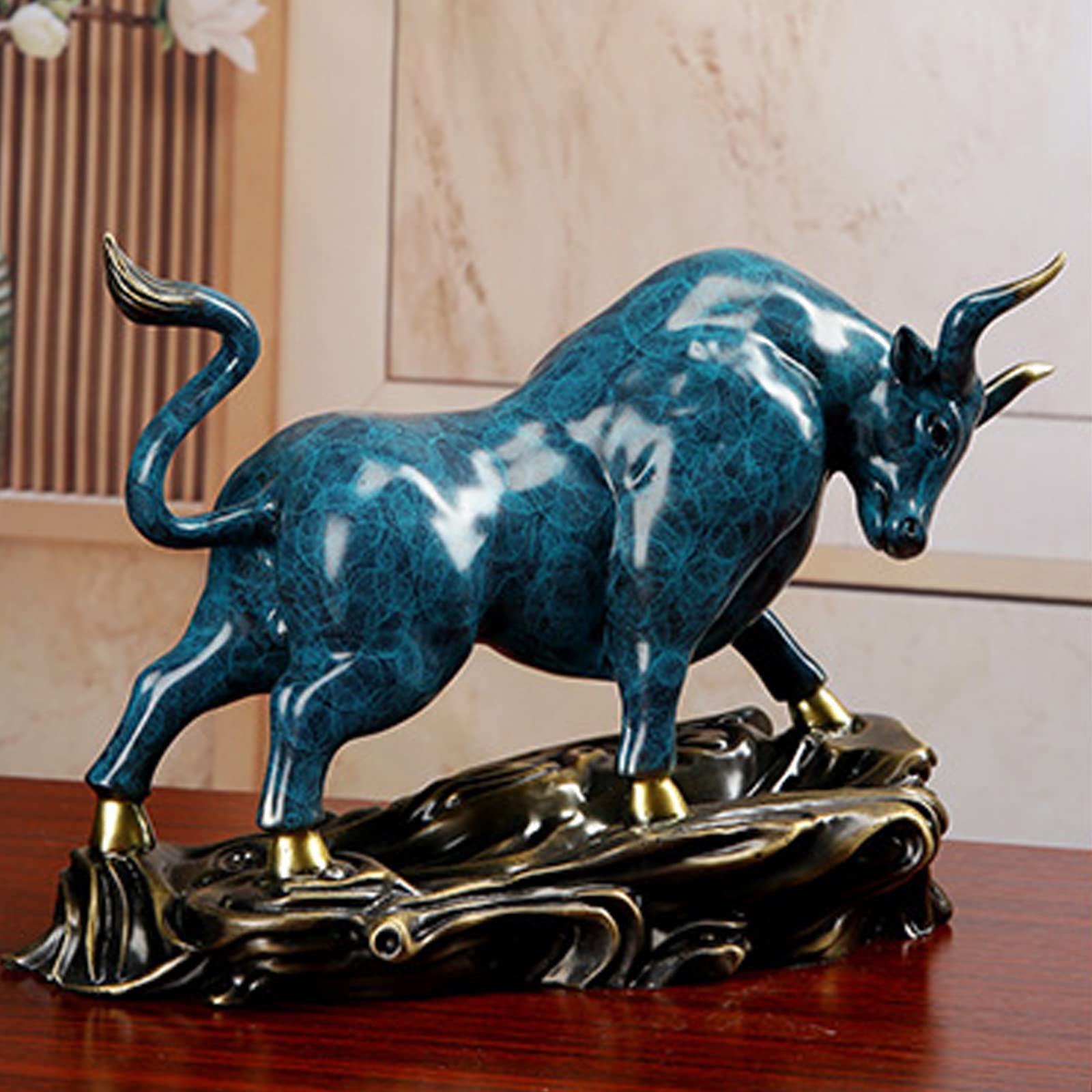 Amazon.co.jp: 真鍮製の重い雄牛の像野生動物の置物装飾と 投資