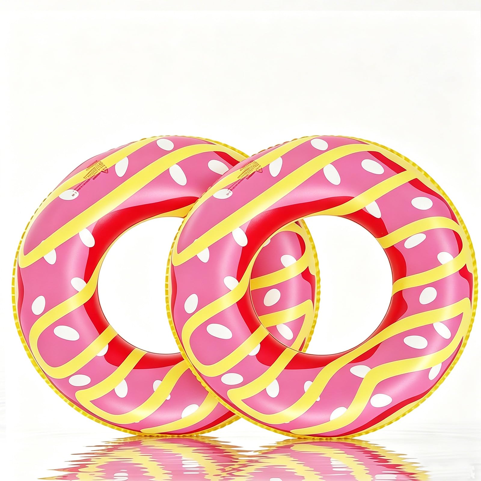 2 Pack Swimming Ring Donut Inflatable Rubber Rings for Kids,70cm Pink Doughnut Inflatable Pool Ring Donuts Floaties Swim Rings Water Float Inflatables Pool Floats for Boy Girl Beach Summer Water Party — image 1