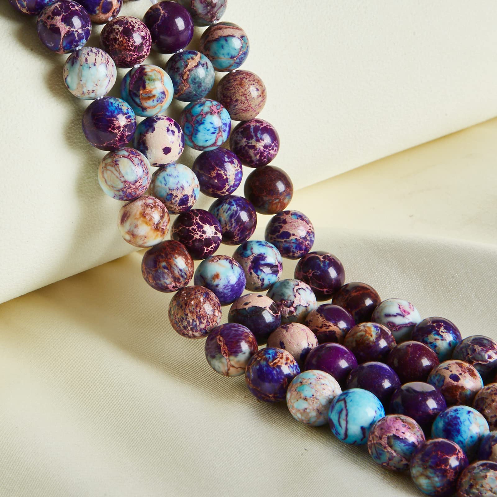 60pcs 6mm Natural Colorful Imperial Jasper Beads Gemstone Beads Round Loose Beads for Jewelry Making