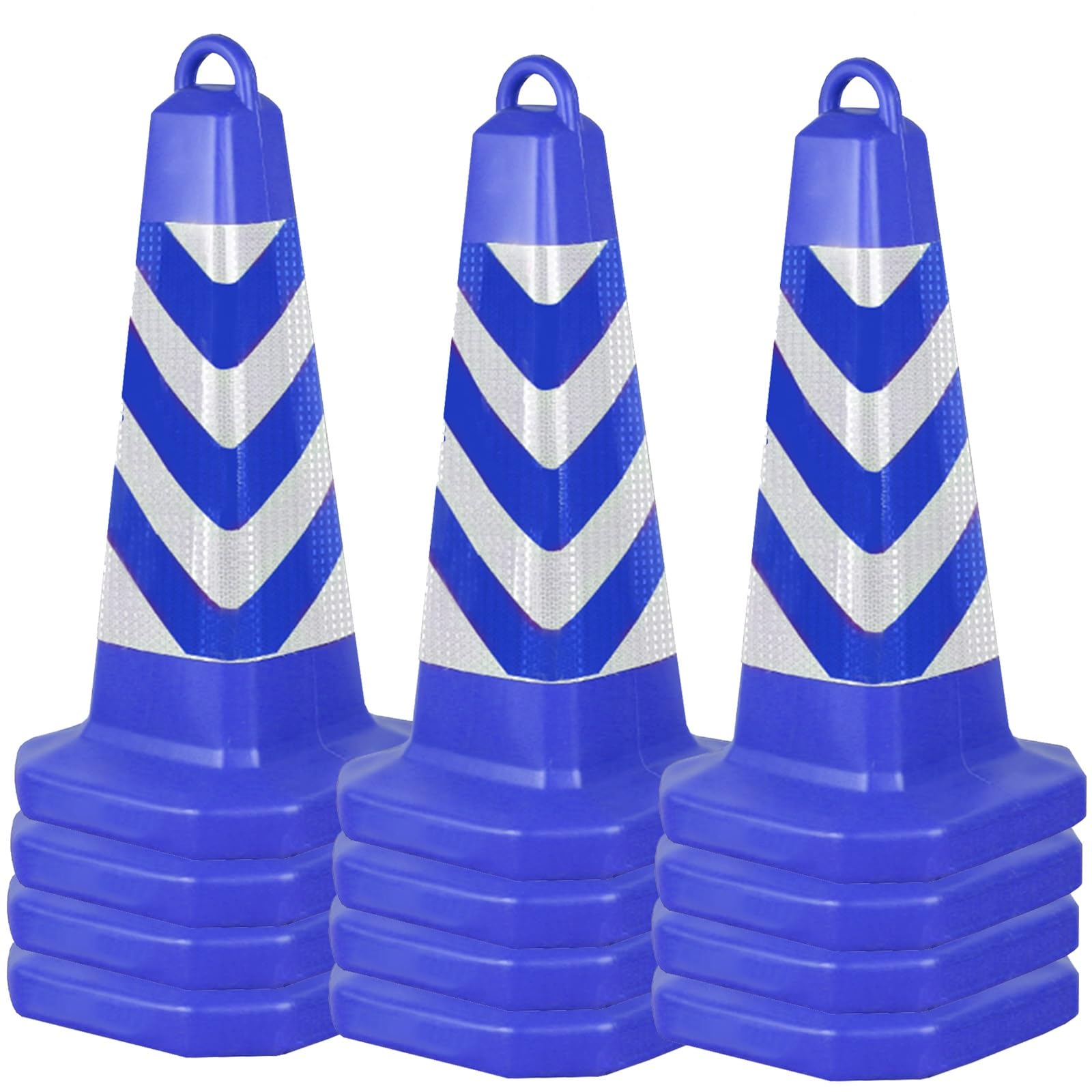 Poteaux de stationnement, Lot de 12 cônes de signalisation Bleus légers de 63 cm (24,8 po), cônes de sécurité durables en ABS avec poignée et 2 Tubes de Sable, cônes de stationnement réfléch