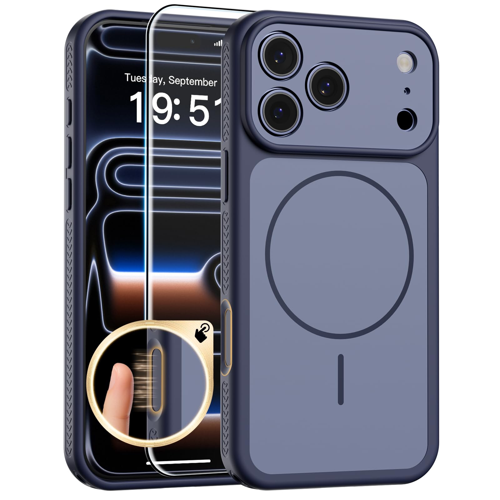 SUPFINE Magnetic for iPhone 17 Pro Case, Dual-Tone - Dark Blue