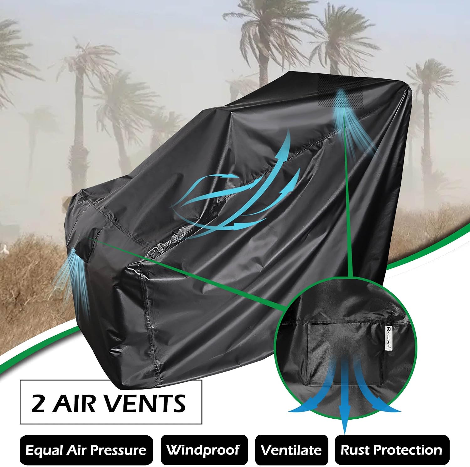 IC ICLOVER Snow Blower Cover, Universal fit Two Stage Snow Thrower Cover, Heavy Duty 600D Polyester Fabric Waterproof, Sun UV Dust Snow Proof, with Drawstring & Windproof Buckles, Outdoor Protection