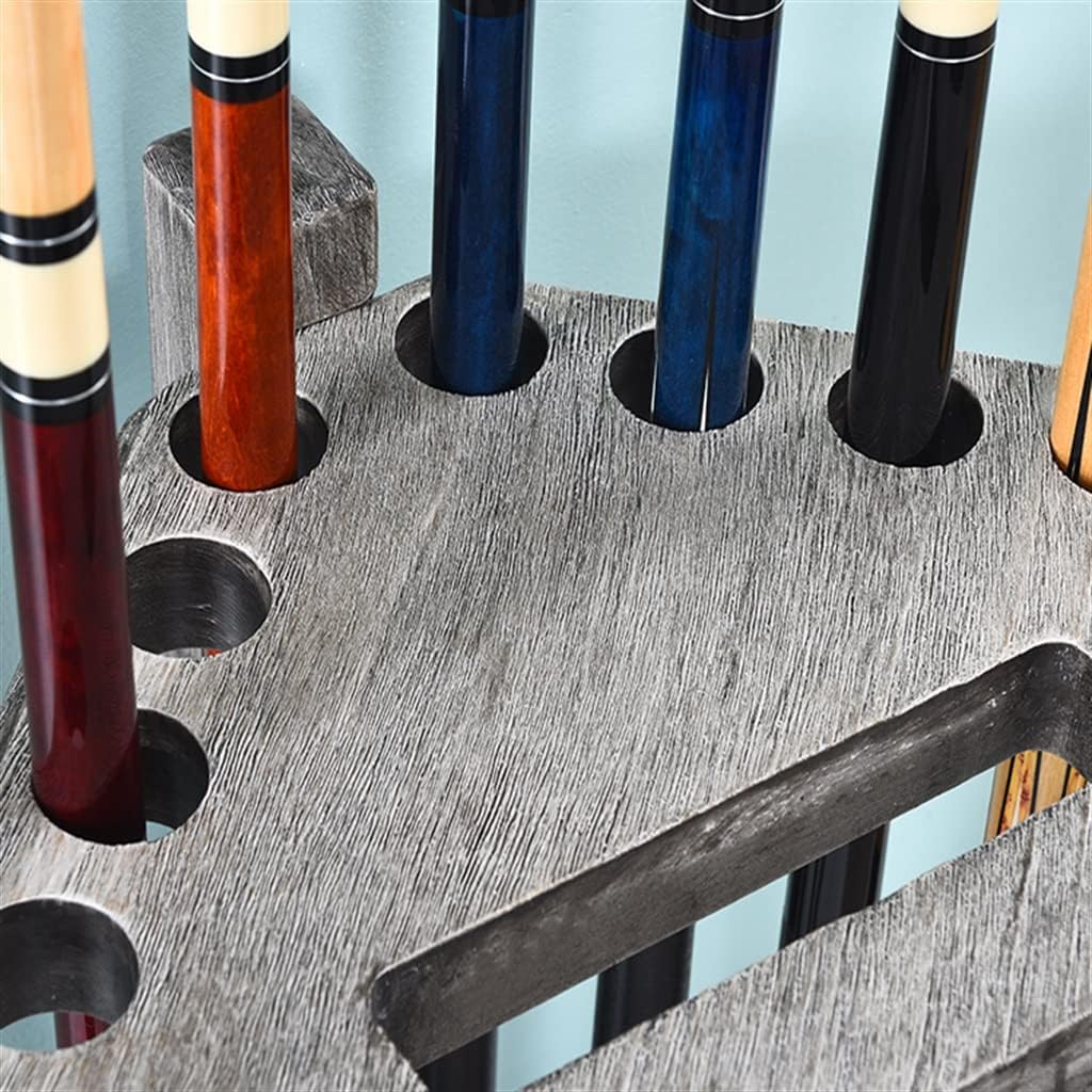 Billiard Cue Rack Solid Wood Floor-to-ceiling Pool 10-hole Retro Thickened(E)