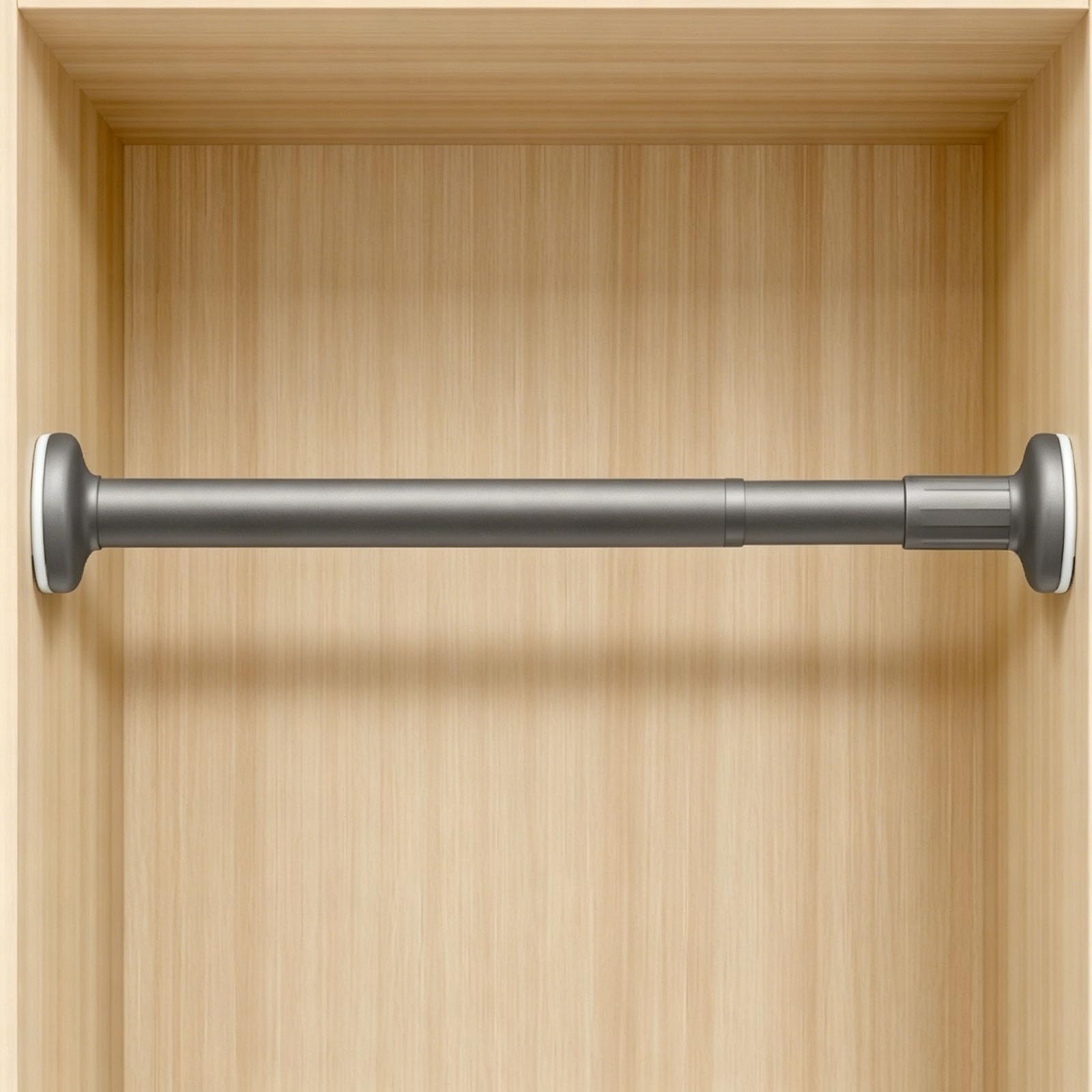 Wooden Closet Rod, Closet Rods for Hanging Clothes, No Drilling Required, Stretchable and Non-Deformable, Suitable for Wardrobes and Bathrooms(Grey,70-120cm/27.6-47.2in)