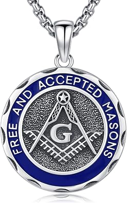 Masonic Freemason/Vampire Necklace for Men Masonic Pendant Gifts 925 Sterling Silver Freemasonry Necklace Jewelry for Brother Men Dad Husband Christmas Birthday