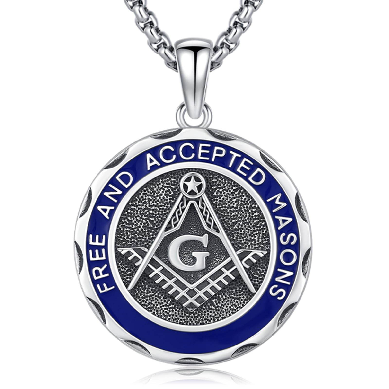 Masonic Freemason/Vampire Necklace for Men Masonic Pendant Gifts 925 Sterling Silver Freemasonry Necklace Jewelry for Brother Men Dad Husband Christmas Birthday