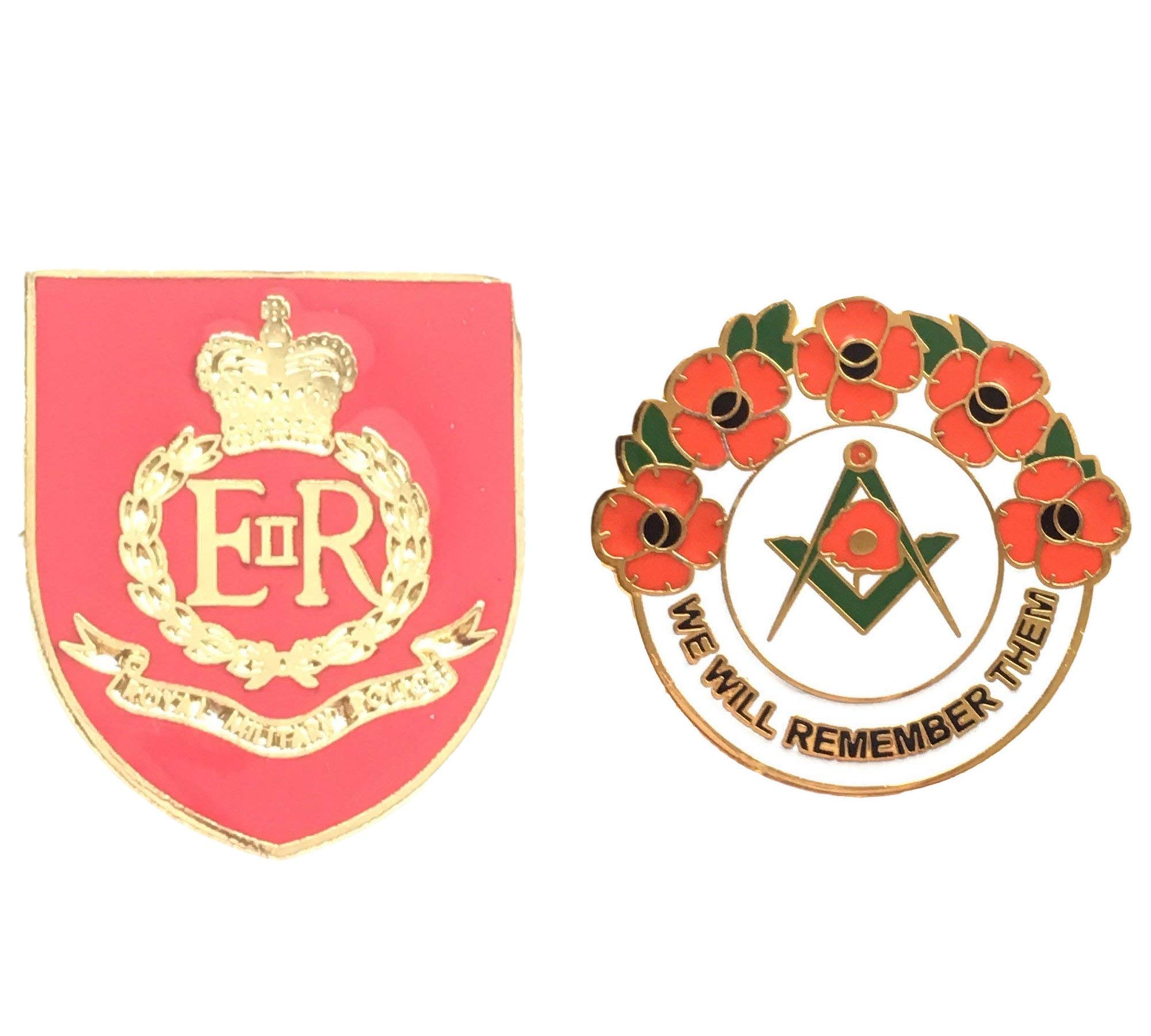 Smartbadge® Royal Military Police British Army Badge And Masonic We Will Remember Hard Enamel Lapel Pin Badges