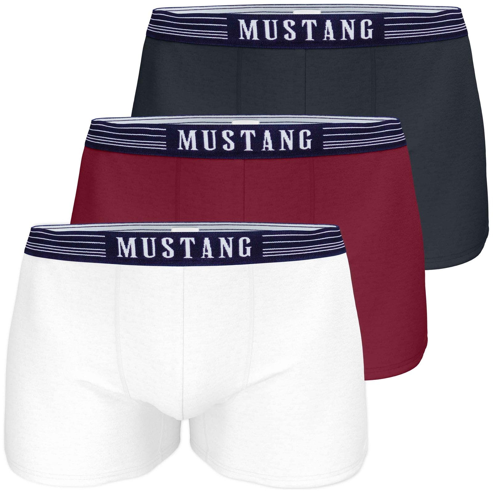 MUSTANG Herren Boxershorts Retropants 3er-Pack – Rot/Navy/Anthrazit, 95% Baumwolle, Enge Passform