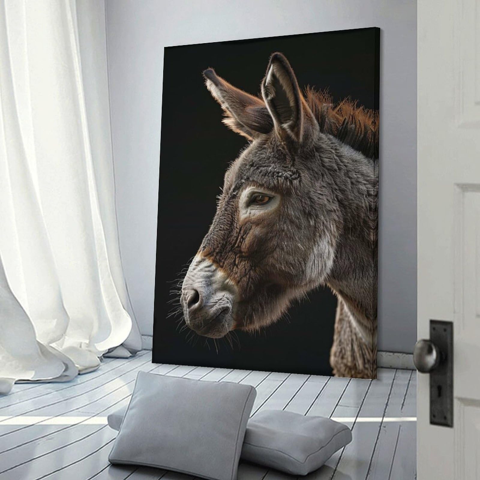 Junmoney Donkey Canvas Wall Decor, 08x12inch(20x30cm), for Gallery Wall Decor And Room Displays, Wall Decor Suited to Curated Displays