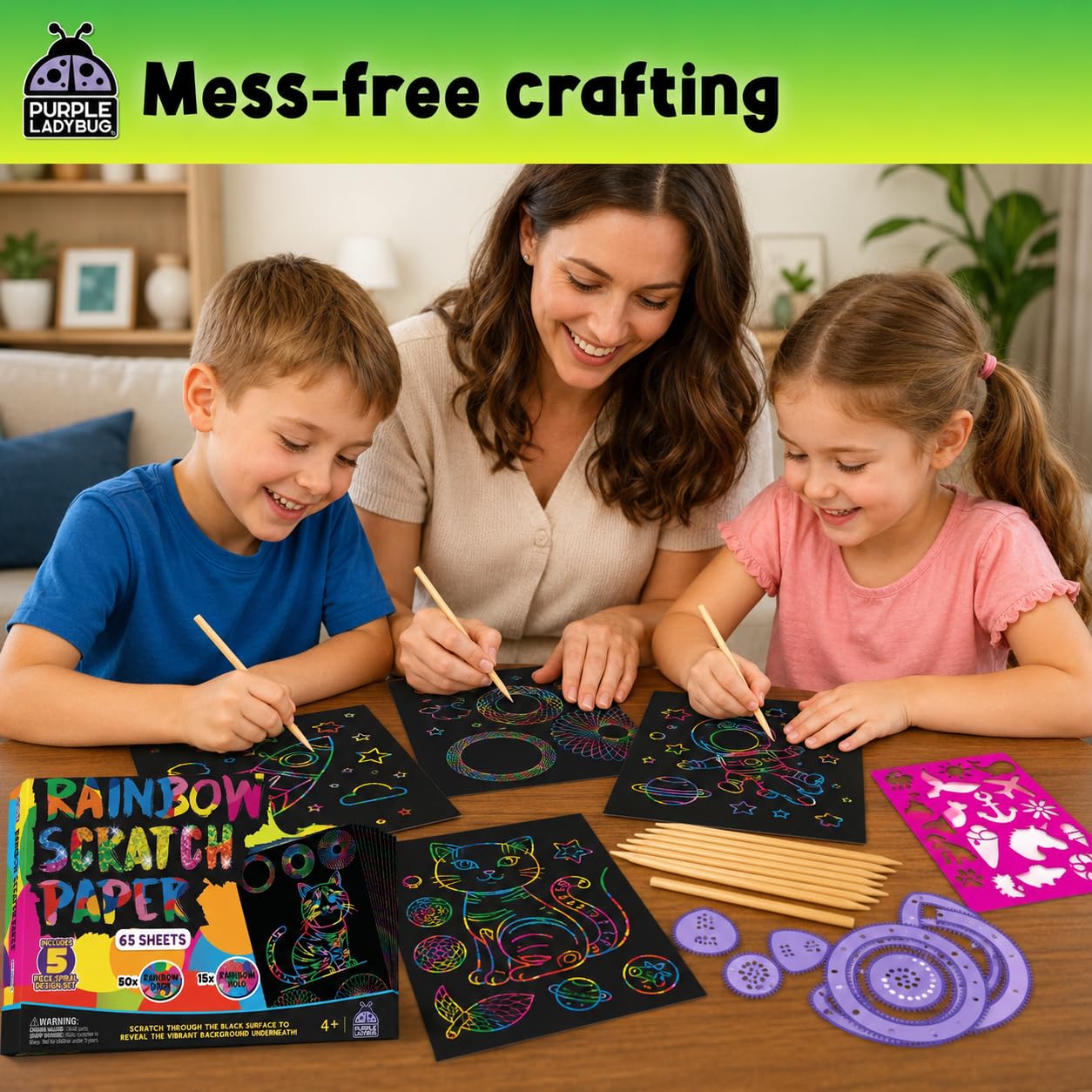Rainbow Scratch Art Kit - Unleash Creativity! -6 Rainbow Scratch Art Kit - Unleash Creativity! -6