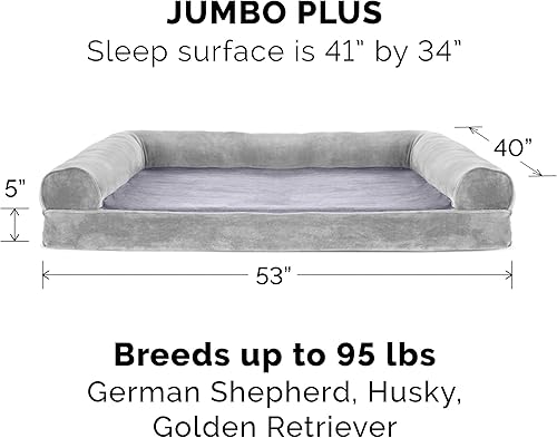 Miniatura 2 de Furhaven Cama para perro, espuma de gel refrescante, de pelo sintético y terciopelo, estilo sofá, color humo gris, gigante extra (XXL)