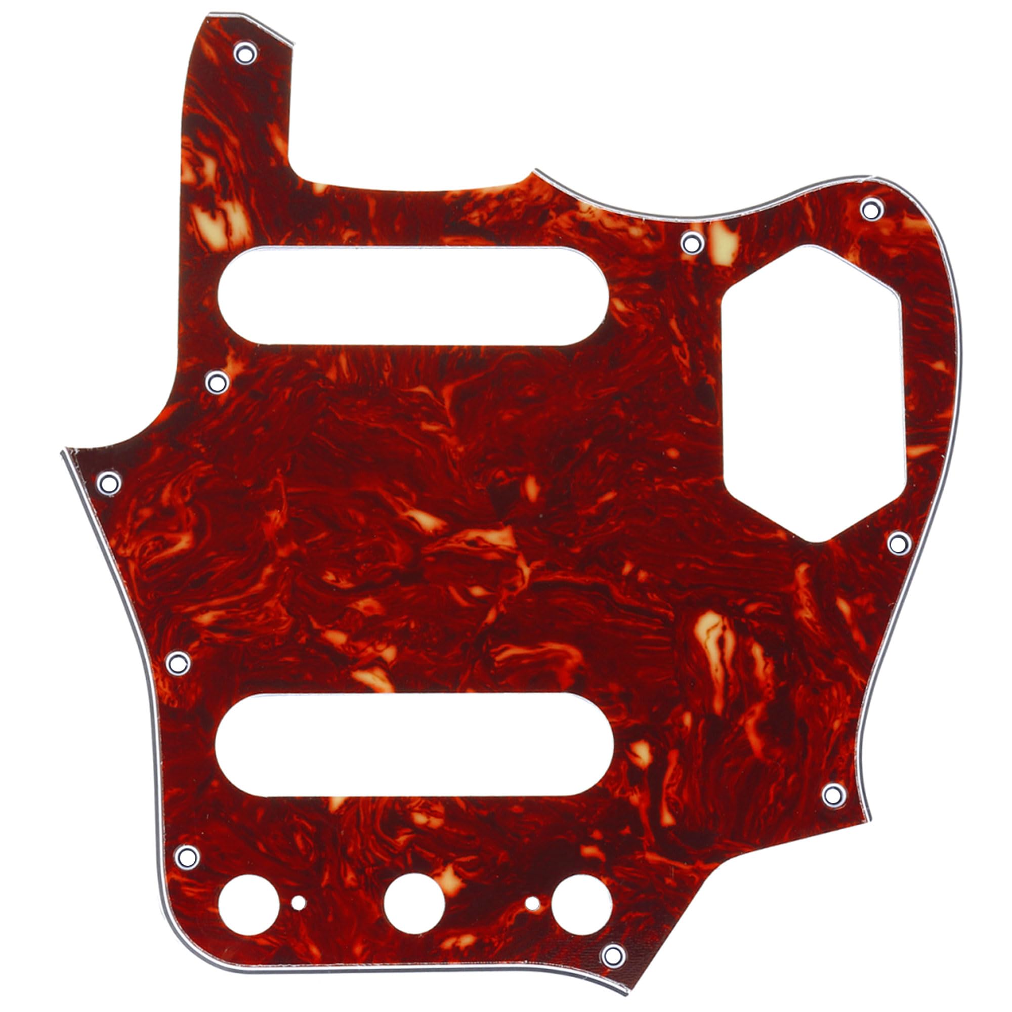 Musiclily Pro 10 Otworów Pickguard Maskownica do Gitary MIJ Fender Japan Jaguar, 4-warstwowy Vintage Tortoise