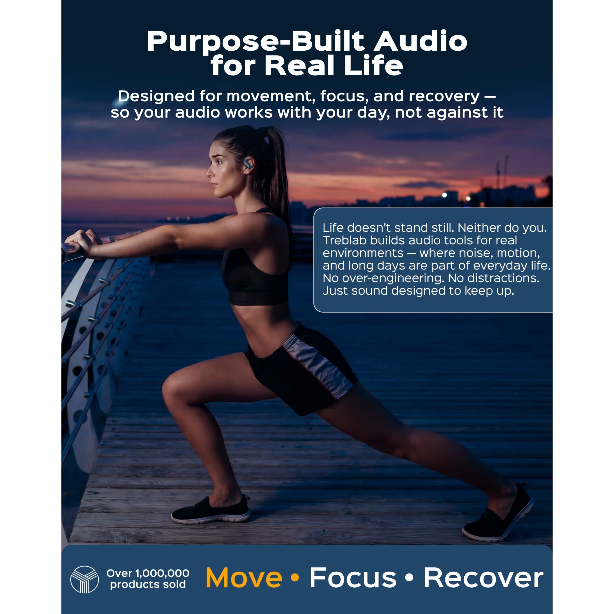 TREBLAB X3 Pro Sport Wireless Ear Buds Bluetooth,Workout Headphones 145H Long Battery Life with Secure Ear Hooks, Bluetooth 5.3 Over Ear Earbuds,Noise Isolation, IPX5 Sweatproof Earphones, 4 ENC Mics