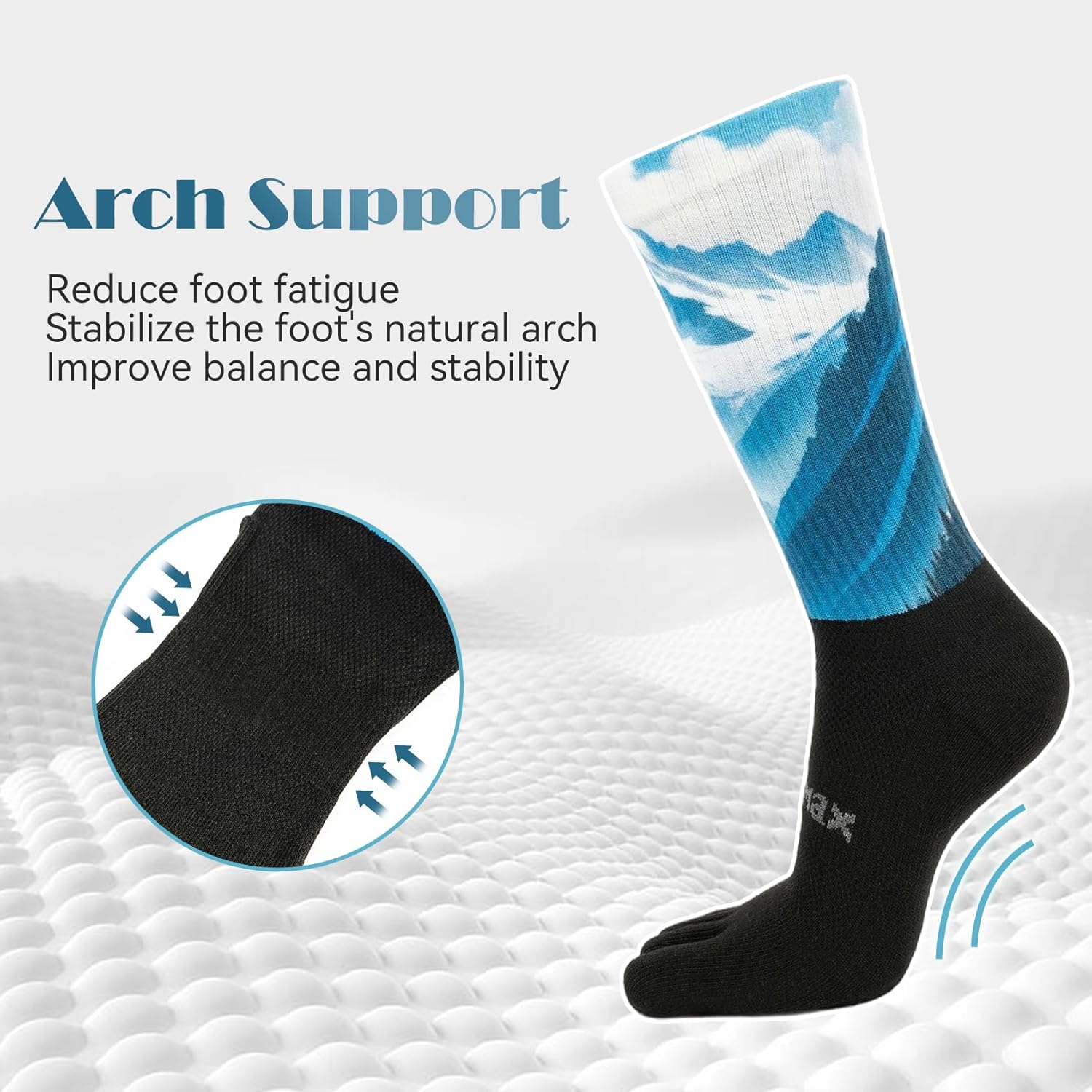 Toe Socks Athletic Cool-max Crew Socks Moisture-Wicking Running Sock with Arch Support, Breathable,Colorful - Image 6