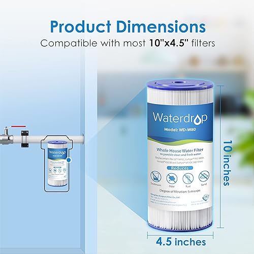 Miniatura 14 de Waterdrop W50PEHD - Filtro de agua para toda la casa, repuesto para plomero americano, W10-PR, Culligan® R50-BBSA, GE ®FXHSC, GXWH40L, GXWH35F, 5