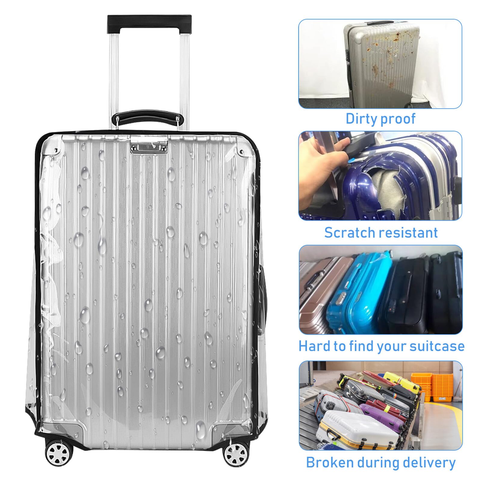 Hemobllo 2 pezzi Coperture Trasparenti in PVC per Valigia Protettori Impermeabili Antigraffio per Articoli da Viaggio Coprivaligia Plastificato con Adattamento Sicuro per Protezione
