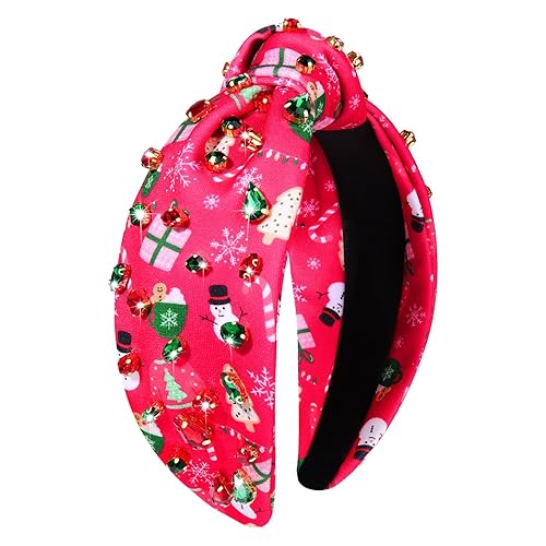 Miniatura 9 de Diadema de Navidad para mujer, accesorios de Navidad, árbol de Navidad, copo de nieve, reno, bastón de caramelo, diadema anudada con perlas de