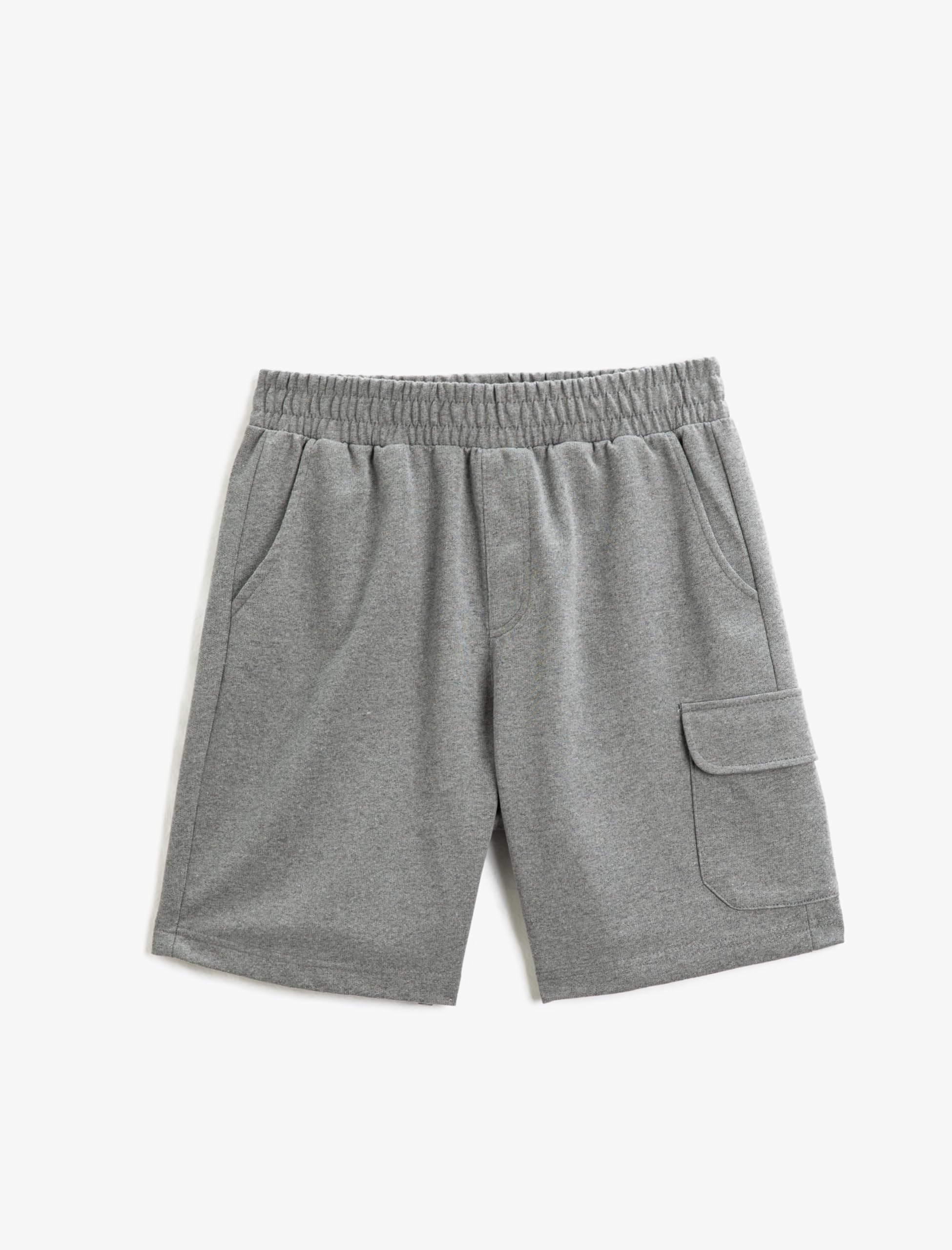 Koton Oversized Cargo Shorts Elastic Waist Pocket Detailed Shorts,