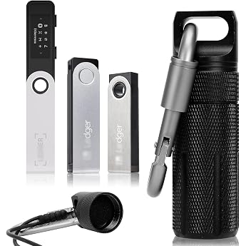 Aluminium Alloy Carrying Case Compatible with Ledger Nano X/S Plus Waterproof and Shockproof USB Storage Secure Case for Cryptocurrency Cold Wallet Black