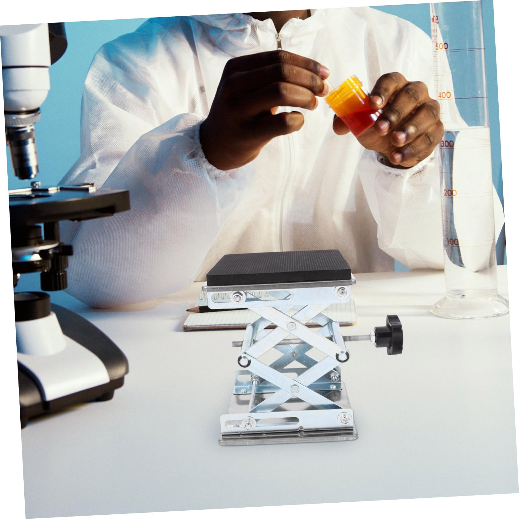 ULTECHNOVO Plateforme Élévatrice de Laboratoire à Ciseaux Support de Levage Robuste Manuel Cric Scientifique pour Échantillons