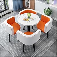 Vista 8 de Juego de 4 sillas de cocina para espacios pequeños, mesa de comedor de negocios, mesa de centro y silla, combinación de balcón, sala de estar, mesa