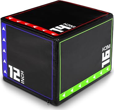 3-in-1 Plyometric Box Set 12/16/20/24/30" - High-Density EPE & Compressed Foam Jump Box for Home Gym, HIIT & CrossFit - Non-Slip Box Jumps, Step-Ups, Squats, Hip Thrusts